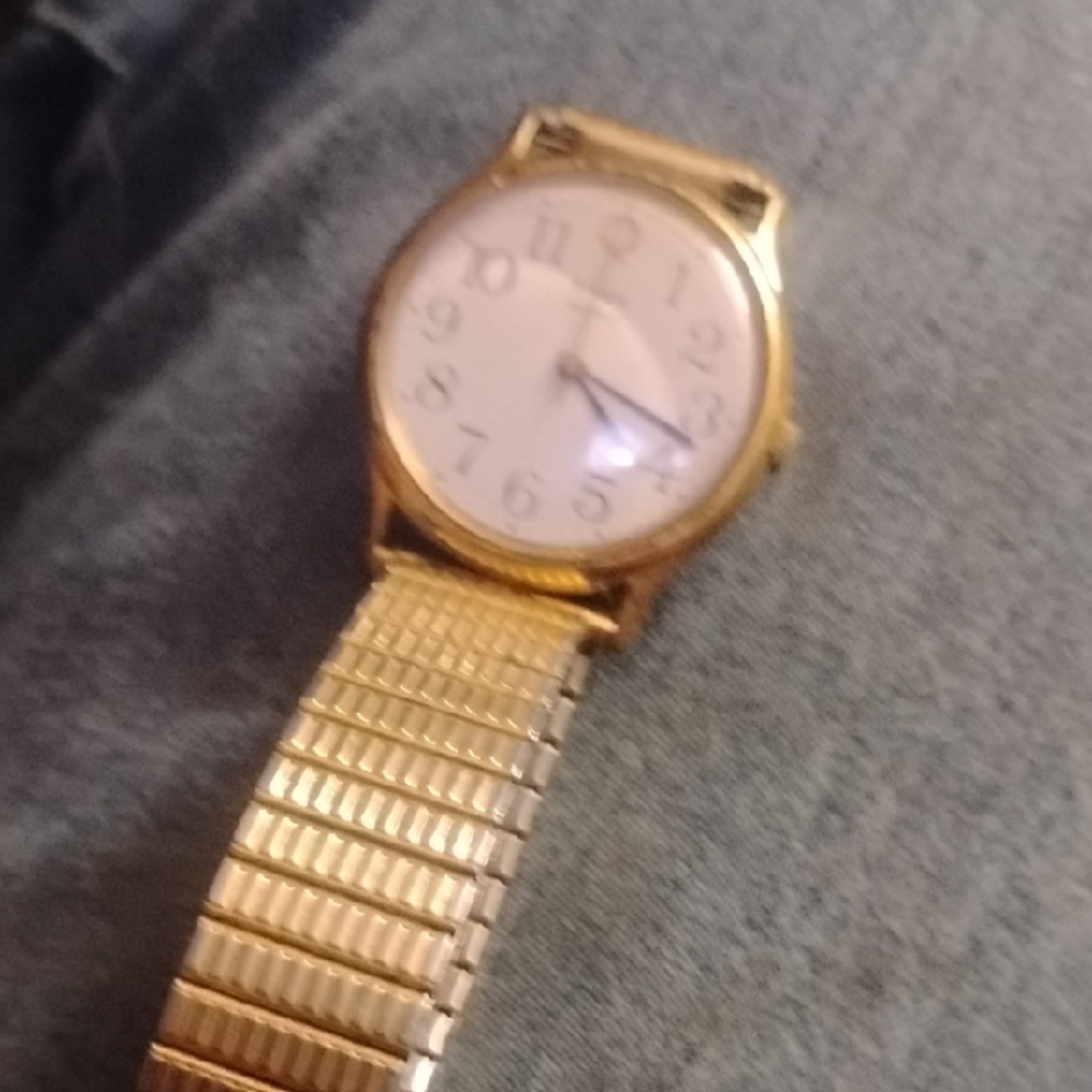 Timex Gold Watch with White Dial